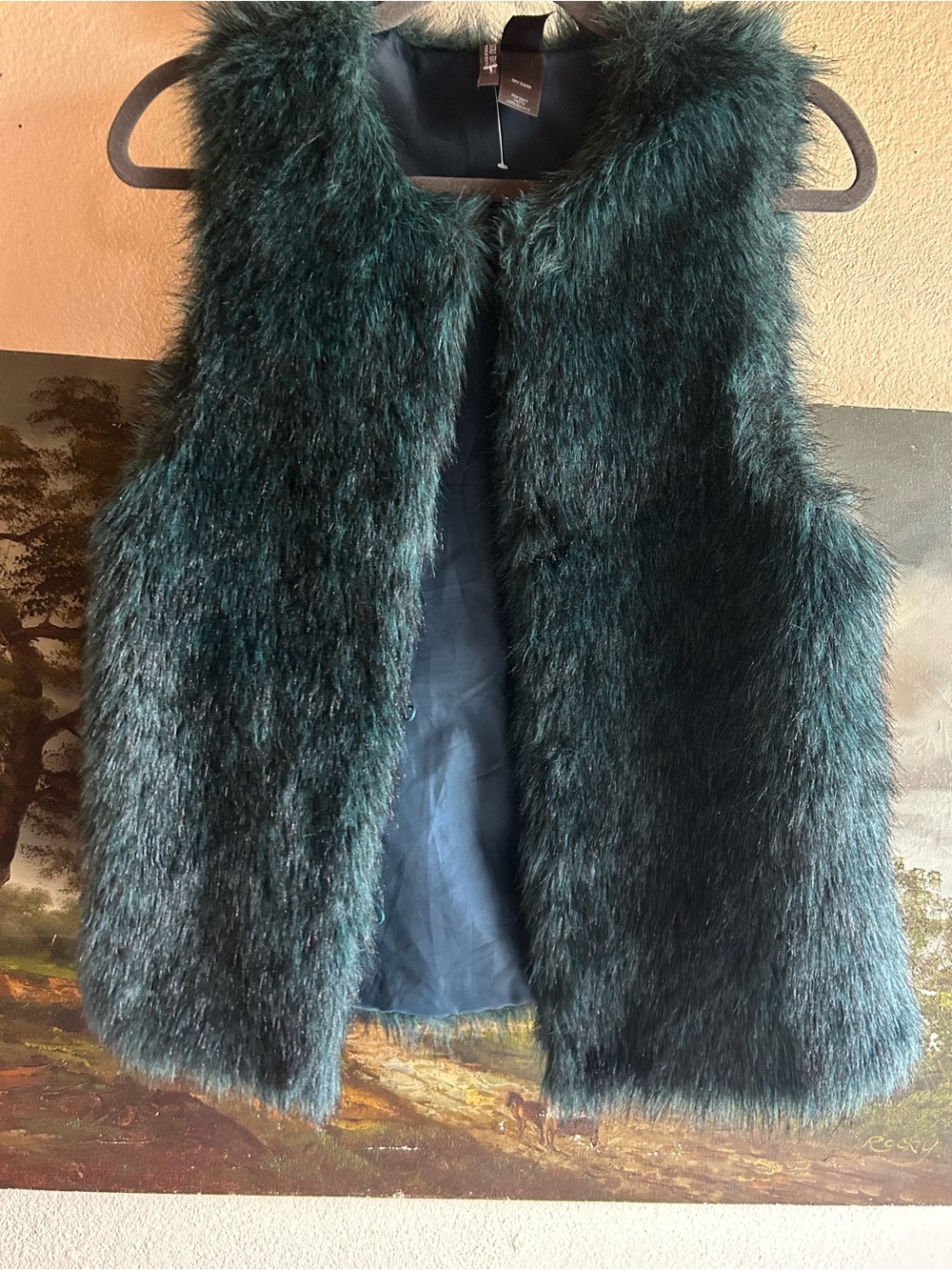 Women’s Faux Fur Vest in Deep Teal - Stylish Layering